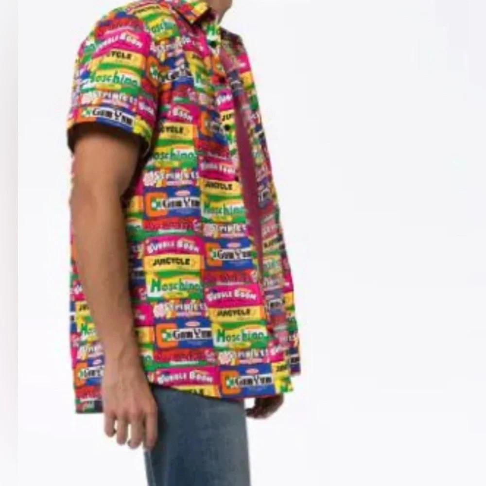Moschino Couture Rare Chewing Gum Wrapper Print Button Up Size Medium - Picture 1 of 8